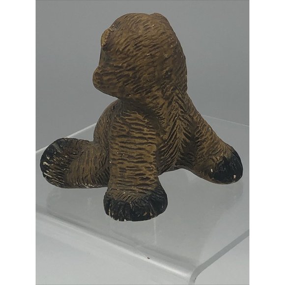 Figurine Panda Bear Ceramic? Red Navel & Nose 2" Reclined Pose Smile Unique - Picture 8 of 12